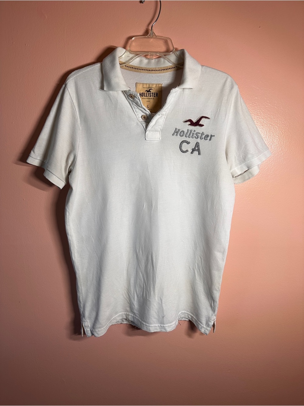 Y2K Hollister Cali Surf 100% Cotton White Polo Shirt - CA Logo